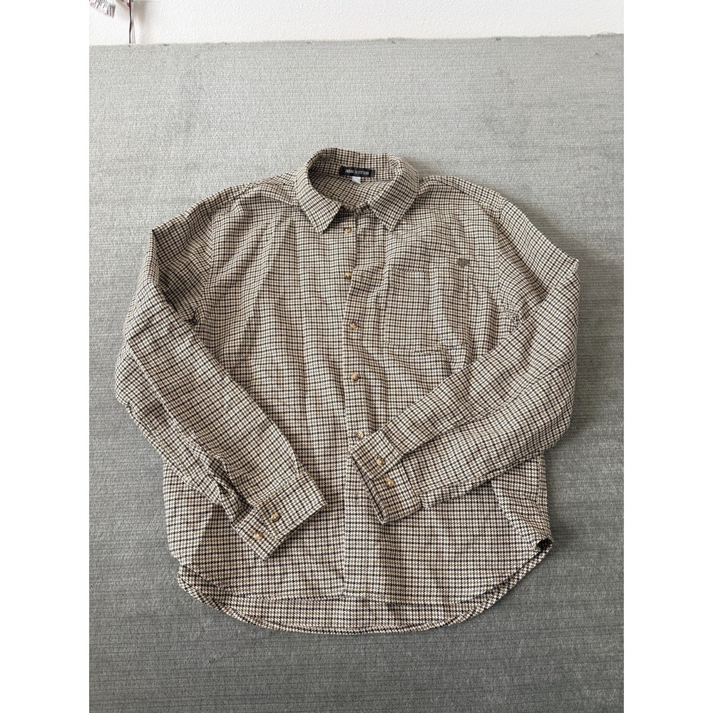 Urban Outfitters Shirt Shacket Men L Brown Houndstooth Logo Classic Casual